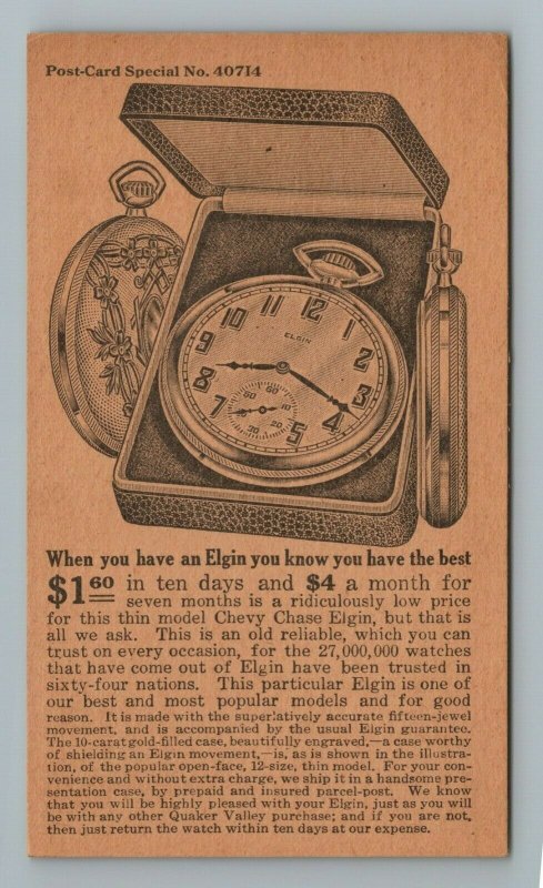 Chevy Chase Elgin Pocket Watch Quaker Valley MFG Aurora IL Vintage Advertisement