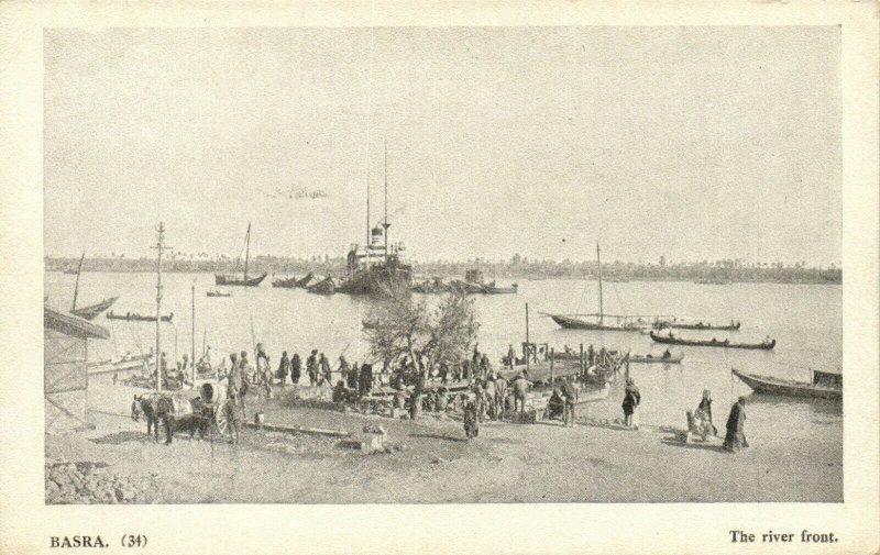 PC CPA IRAQ, BASRA, THE RIVER FRONT, VINTAGE POSTCARD (b16239)