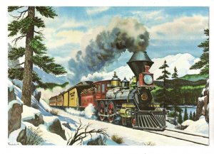 Southern Pacific Railway Train, Christmas, Cascade Mountains