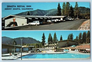 Mount Shasta California CA Postcard Shasta Royal Inn Swimming Pool c1960's