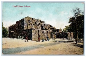 c1950's Hopi House Stone Structure Ladder As Stairs Indians Arizona AZ Postcard 