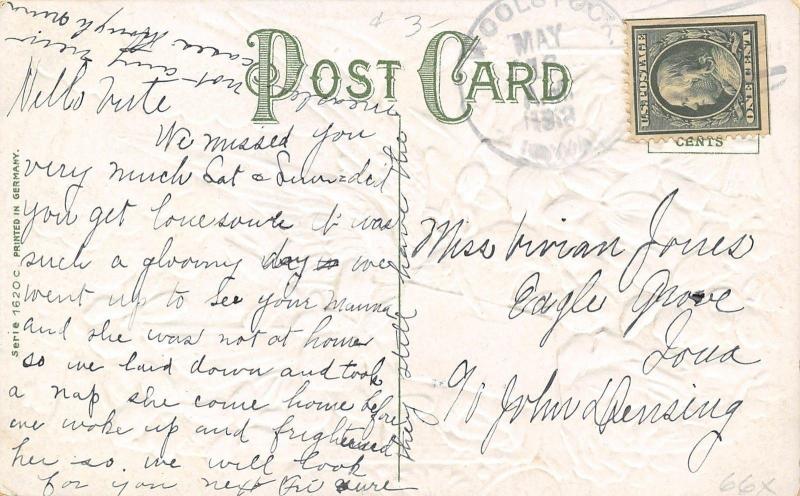 White Dove~Lace Curtain~Yellow Roses~Violets~Silver Filigree~Emboss​~1620c 