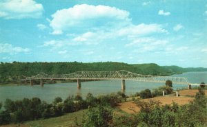 Vintage Postcard Free Bridge Ohio River From Milton Kentucky To Madison Indiana 