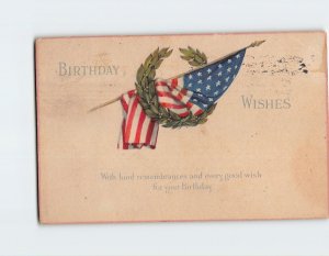 Postcard Birthday Greeting Card with Quote and Flag Wreath Art Print
