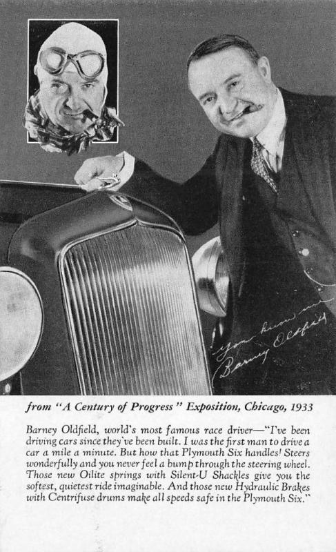 Chicago IL Century of Progress Barney Oldfield Race Driver Plymouth Handout 