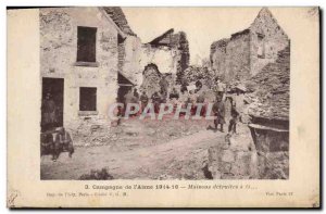 Old Postcard Army destroyed houses in O