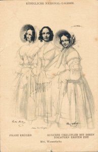 Auguste Crelinger  mit Ihren Töchtern Erster Ehe Artist Signed - Postcard  03.70