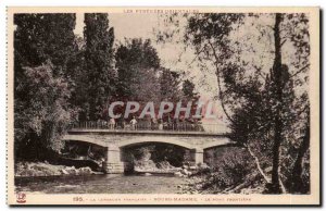 Old Postcard Cerdagne Francaise Bourg Madame The border bridge