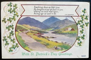 Vintage Victorian Postcard 1910 With St. Patrick's Day Greetings - Poem & Scene