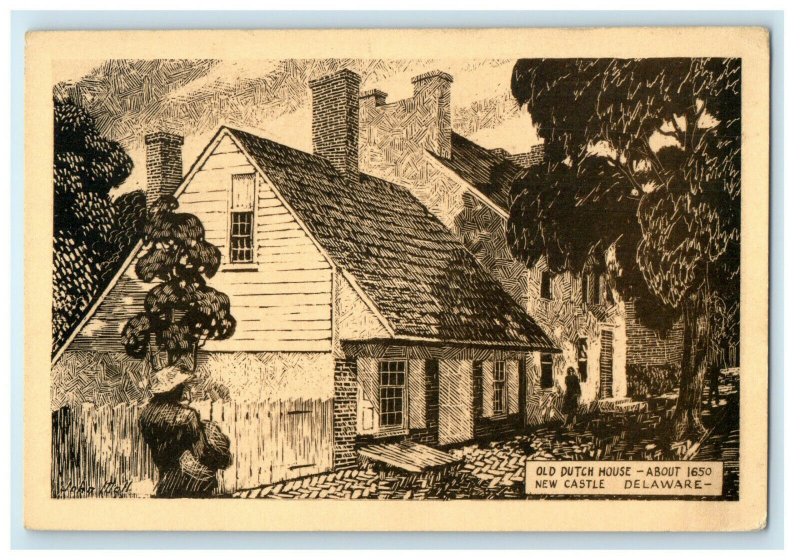c1940s Old Dutch House About 1650 New Castle Delaware DE Unposted Postcard 