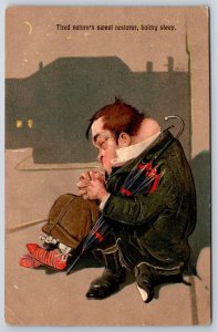 PFB Comic~Tired Natures Sweet Restorer~Balmy Sleep~Drunk~Umbrella~#6895~Emb~1907