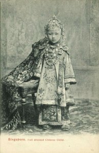 straits settlements, SINGAPORE, Full Dressed Chinese Child (1900s) Postcard