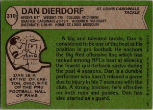 1978 Topps Football Card Dan Dierdorf St Louis Cardinals sk7136