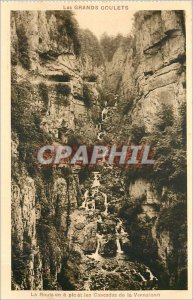 Old Postcard The Road has peak and the Cascades of Vernaison