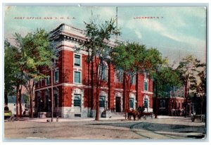 1910 Post Office And YMCA Building Horse Wagon Lockport New York NY Postcard