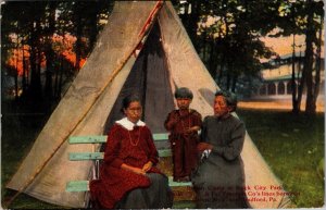 Native Americana postcard Indian Camp Rock City New York PA Tracton 1910 JA30