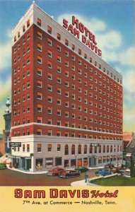 Hotel Sam Davis Cars 7th Avenue at Commerce, Nashville, Tenn. Postcard 2T5-32