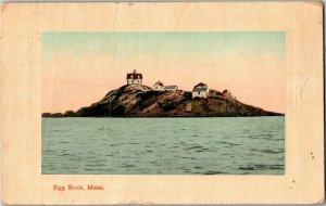 Egg Rock Light off Lynn Shore, Lynn MA c1911 Vintage Postcard R35