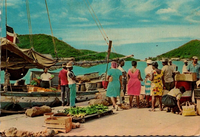 Virgin Island St Thomas Waterfront Market Scene