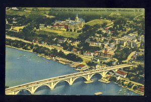 Washington, DC Postcard, Air View Of Key Bridge & Georgetown University