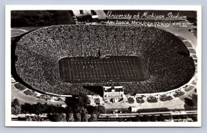 J97/ Ann Arbor University of Michigan RPPC Postcard c40s Football Stadium 404