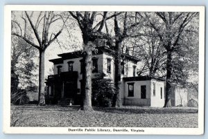 Danville Virginia Postcard Danville Public Library Building Trees Exterior 1940