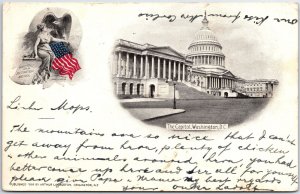 VINTAGE POSTCARD PATRIOTIC SOUVENIR CARD POSTED 1898 WASHINGTON D.C. GREAT CONDI