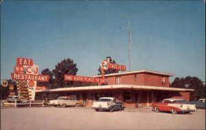 Claxton Georgia GA C&J Restaurant Classic 1950s Cars Vintage Postcard