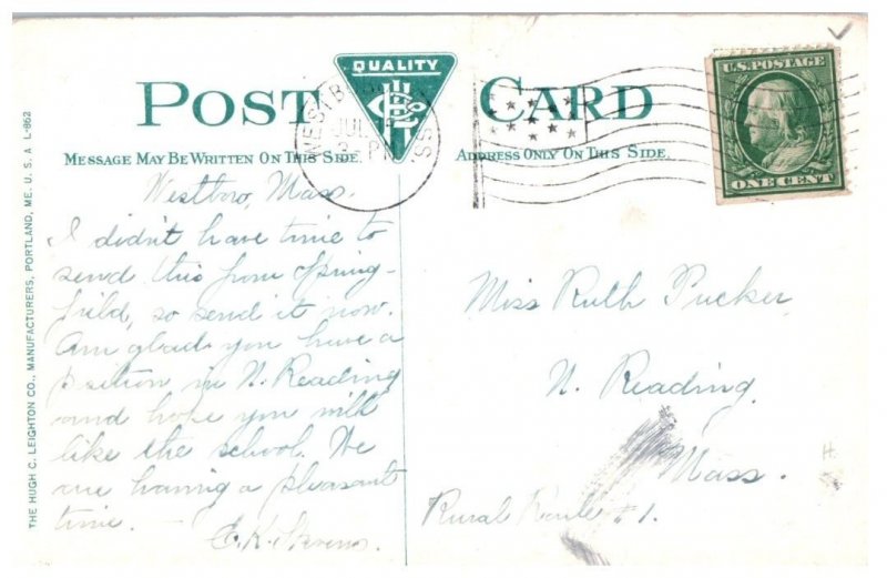 Forest Park The Duck Pond Springfield Massachusetts Postcard Posted