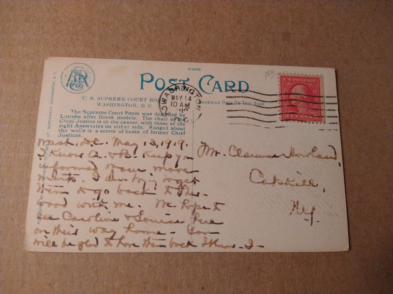 1909 U.S. Supreme Court Room, Washington DC Interior Divided Back Postcard