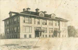 Waterville Minnesota High School RPPC  DAMAGED