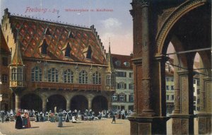 Postcard Germany Freiburg Munsterplatz