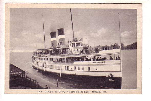 S S Cayuga at Dock, Niagara on the Lake, Ontario, F H Leslie, B&W