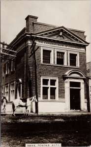 Ponoka Alberta Canadian Bank of Commerce White Horse c1919 RPPC Postcard H40