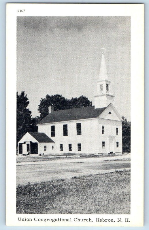 Hebron New Hampshire Postcard Union Congregational Church c1940 Vintage Antique