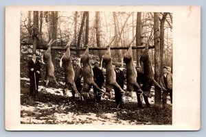 J87/ Interesting RPPC Postcard c1910 Deer Hunting Trophy Men Rifles 469