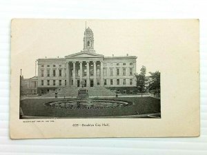 Vintage Postcard 1900's Brooklyn City Hall New York NY Statue