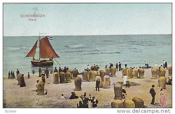 Scheveningen (South Holland), Netherlands, 1900-1910s ; Strand