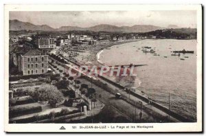 Old Postcard St Jean De Luz The Beach And Mountains