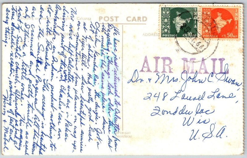 Calcutta India 1966 Postcard Shipping ON the River Boats