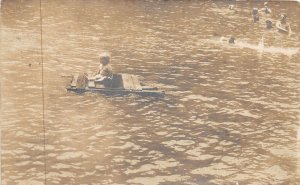 J43/ Guerneville California Postcard RPPC c1910 Baby Floating Russian River 94