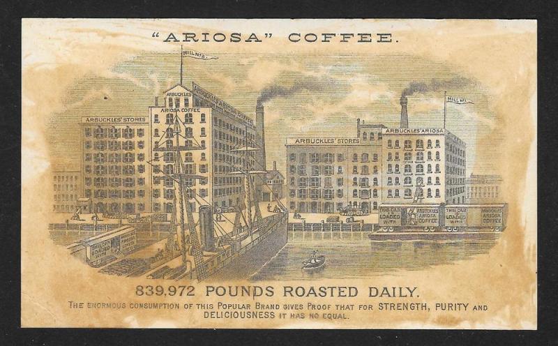 VICTORIAN TRADE CARD Ariosa Coffee Haddon Hall