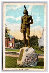 Vintage 1924 Postcard Massasoit Statue Plymouth Massachusetts