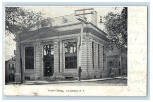 c1905 Public Library Building Amsterdam New York NY Posted Antique Postcard