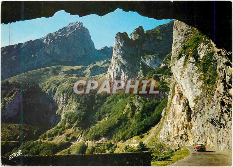 Modern Postcard On the Road Aubisque The output of the Little Tunnel and Gabi...