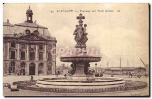 Old Postcard Bordeaux Fountain of the Three Graces