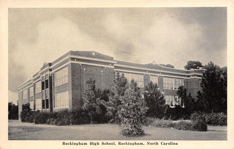 Rockingham North CarolinaHigh SchoolSide View1940s B&W Postcard