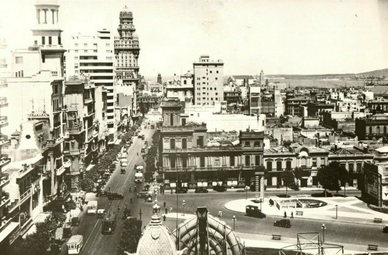 c. 1930 RPPC Downtown 18th Ave Montevideo Mexico Postcard F91