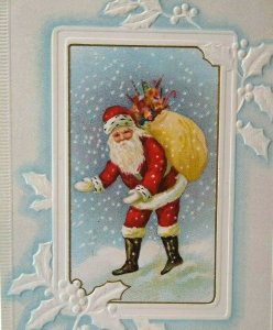 Santa Claus Christmas Postcard Ullman 1913 Rochester NY Vintage Original Emboss