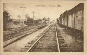 Creston OH Erie RR Train Depot Station c1910 Postcard